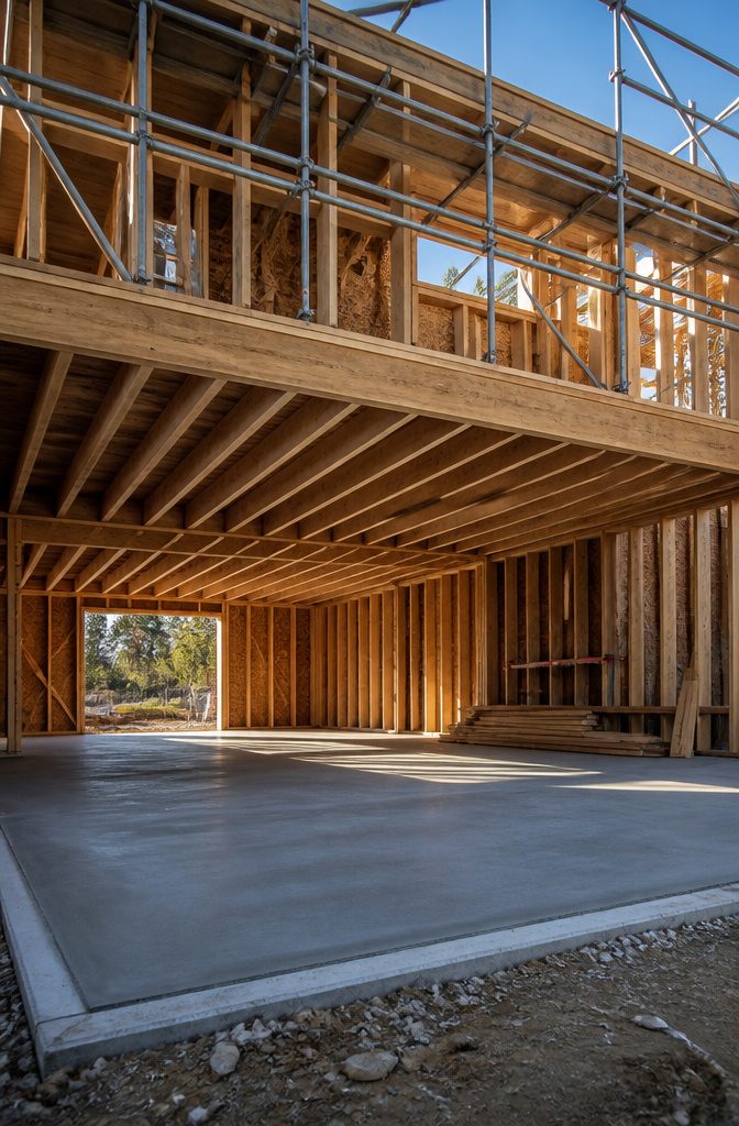 Garage with Living Space Above: Plans, Types & Build Costs 5 A contractor pouring a heavy foundation for a garage.