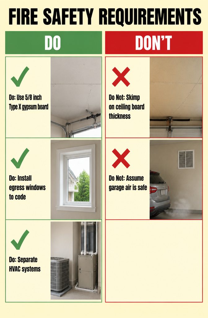 Garage with Living Space Above: Plans, Types & Build Costs 15 A list of fire safety requirements for building above a garage.