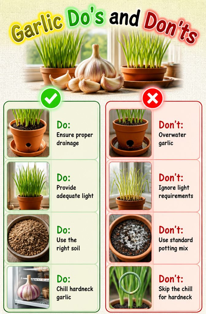 A list of garlic growing do's and don'ts.