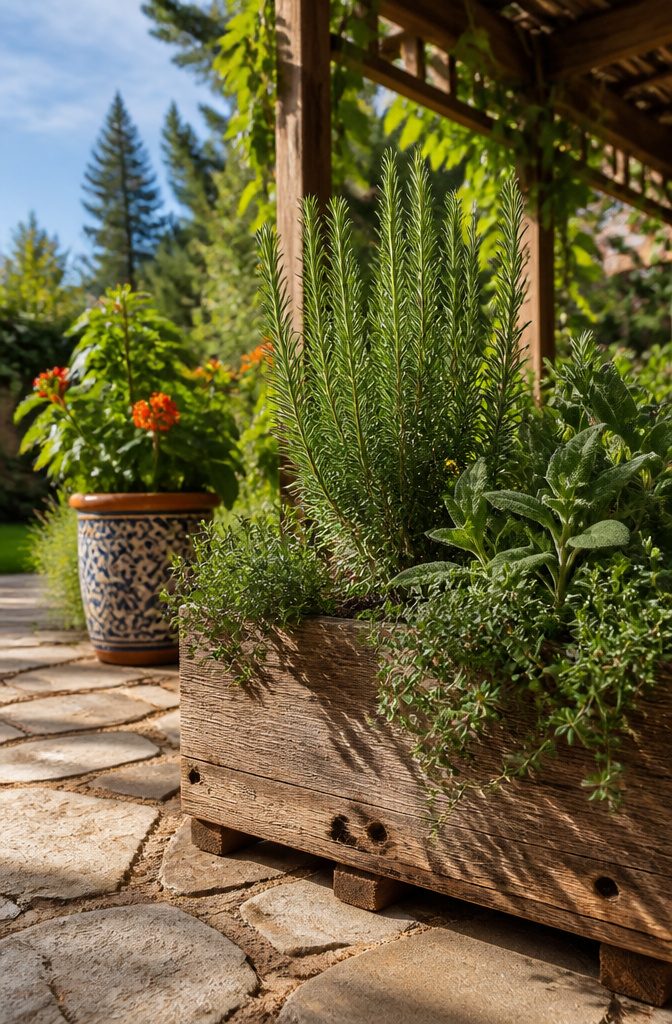 What Herbs to Plant Together: 10 Herbs for Companion Planting 11 Rosemary plants growing in a garden, showcasing their size.